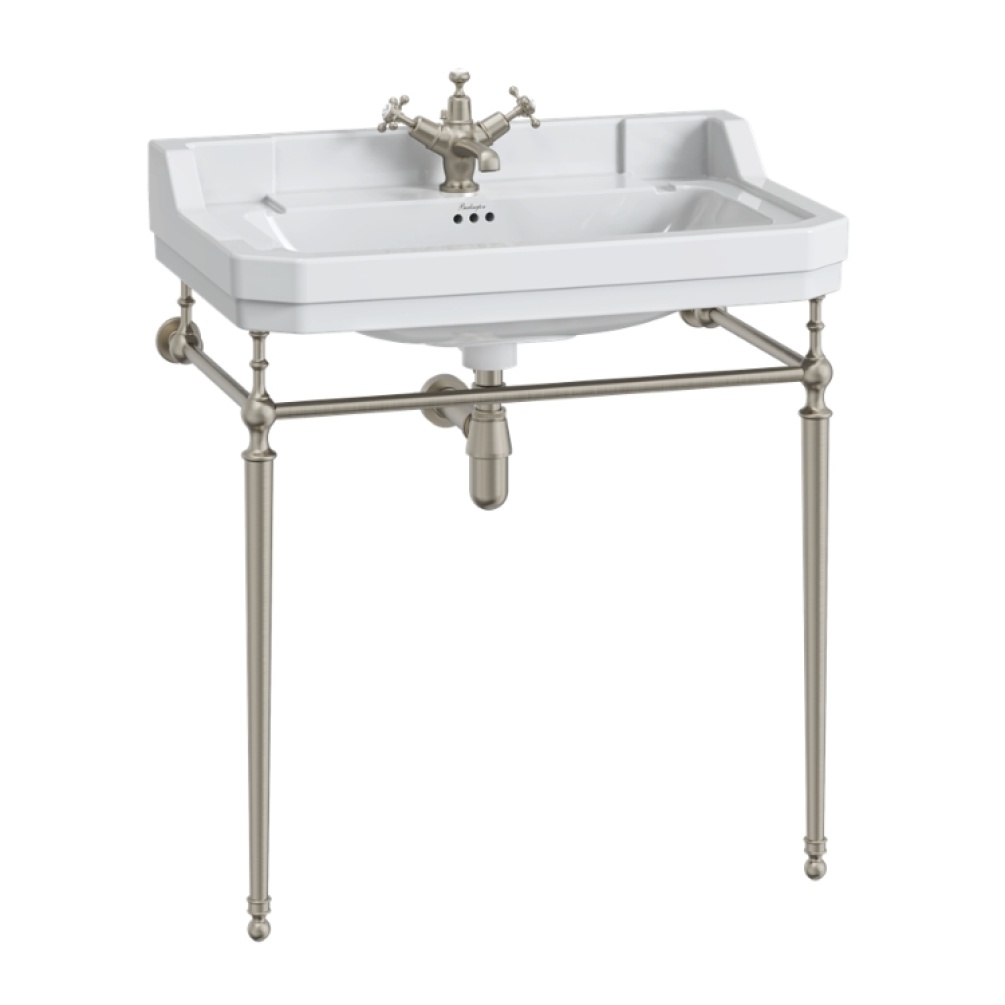 Product Cut out image of the Burlington Edwardian 800mm Basin & Brushed Nickel Washstand
